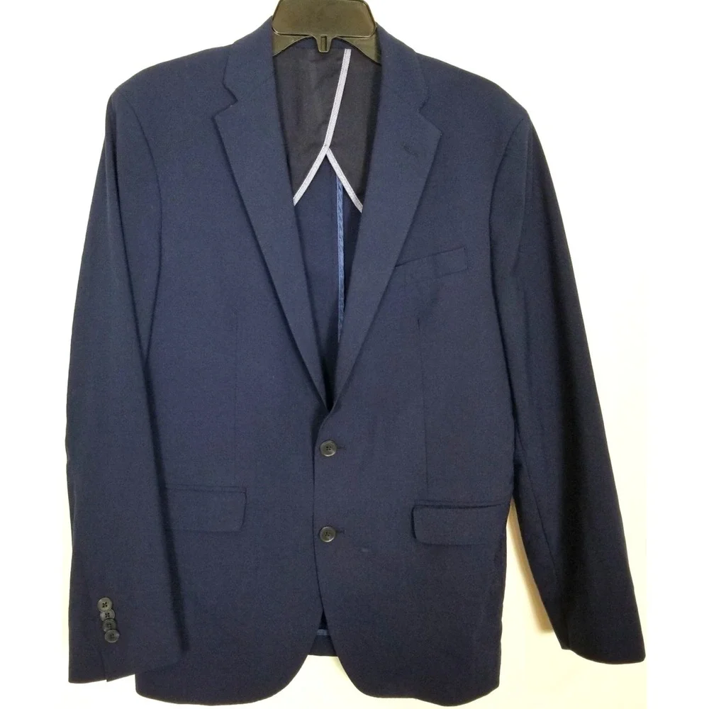 Cole Haan Grand. OS Men Unstructured Blazer Jacket Sz 40R Navy Wool Blend Preppy